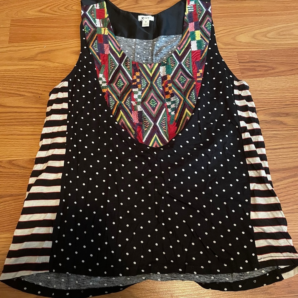 Anthropologie Tiny geometric polka dot tank